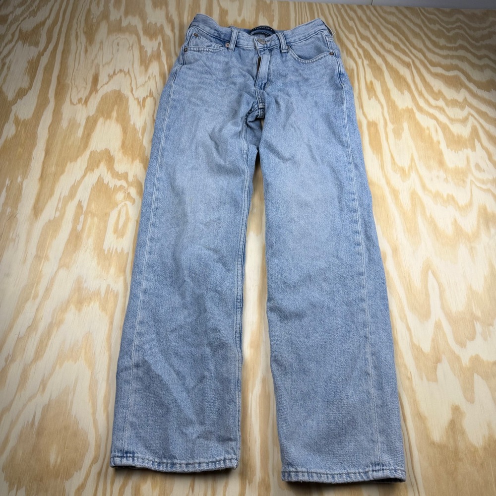 Aeropostale High Rise Baggy Jeans Light Wash Blue Denim 100% Cotton Size 000 Reg